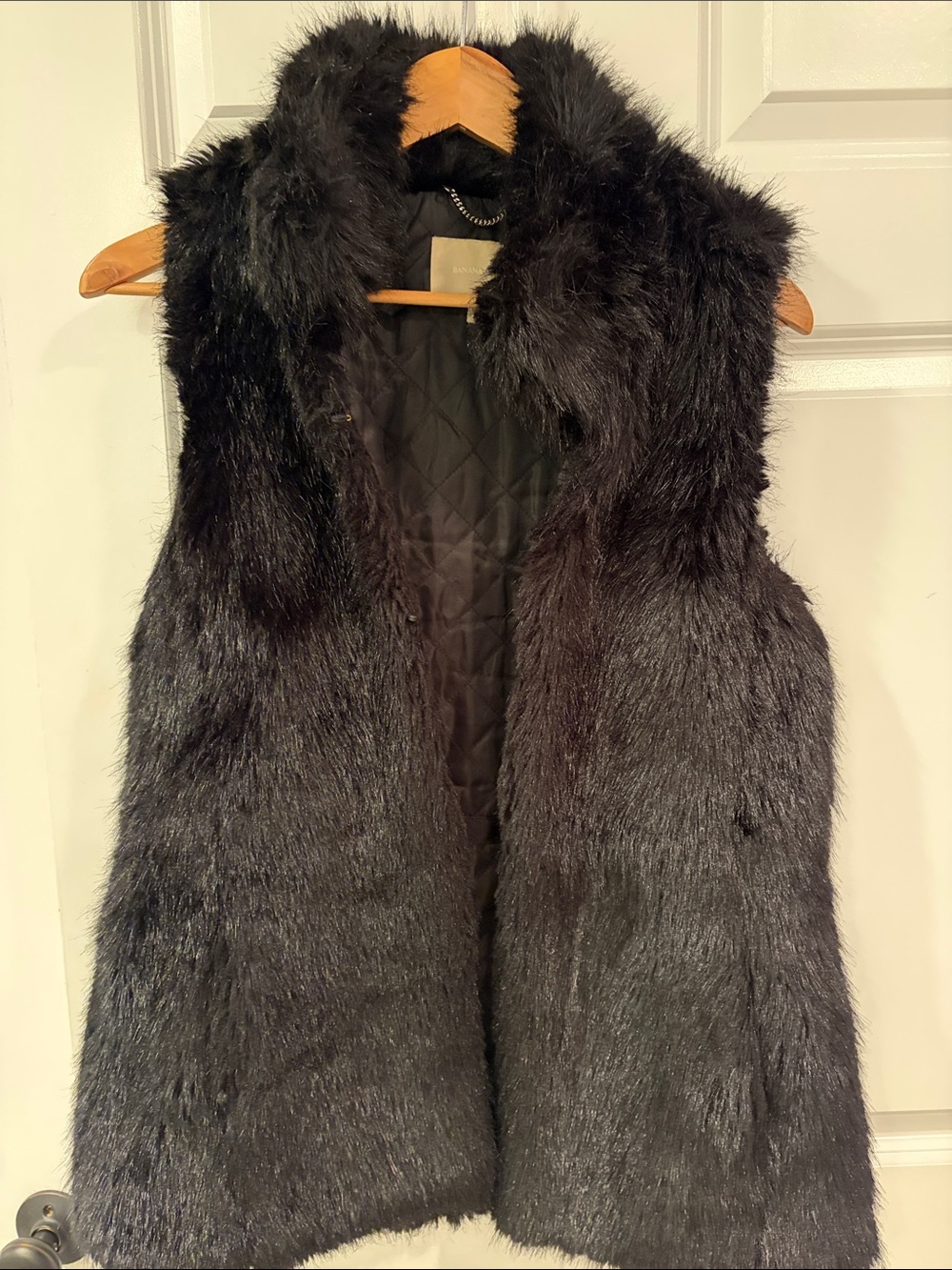 Banana Republic Black Faux Fur Vest